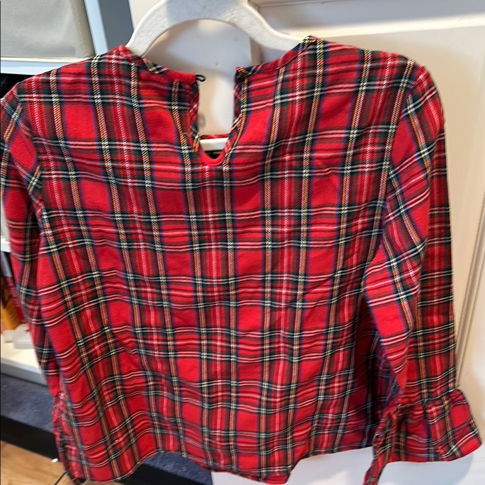 Emery Rose Red Plaid Ruffle top, small - Picture 5 of 5